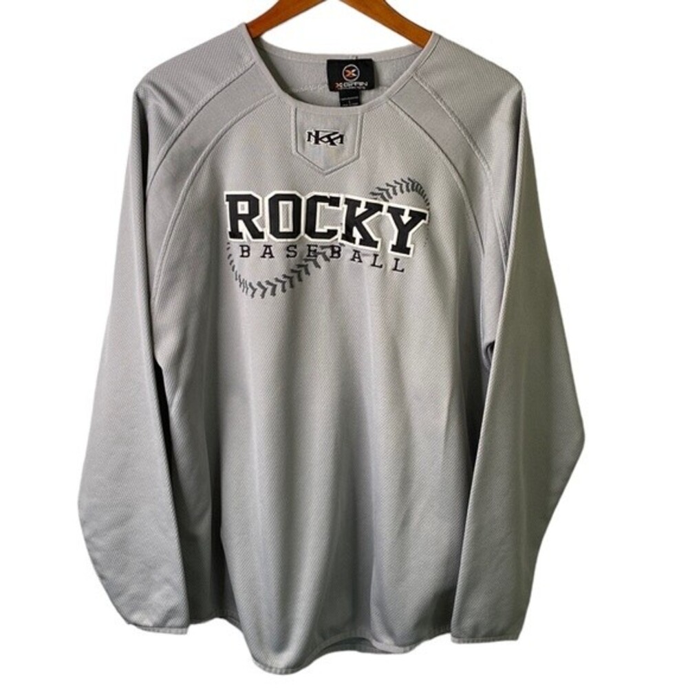 X-Grain Sportswear Rockies Baseball Jersey Pullover Crew Neck Long Sleeves Gray